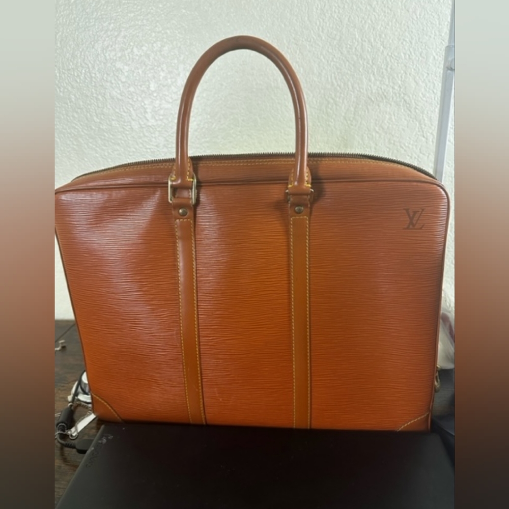 Coming Soon!  Louis Vuitton Brown Epi Leather briefcase.